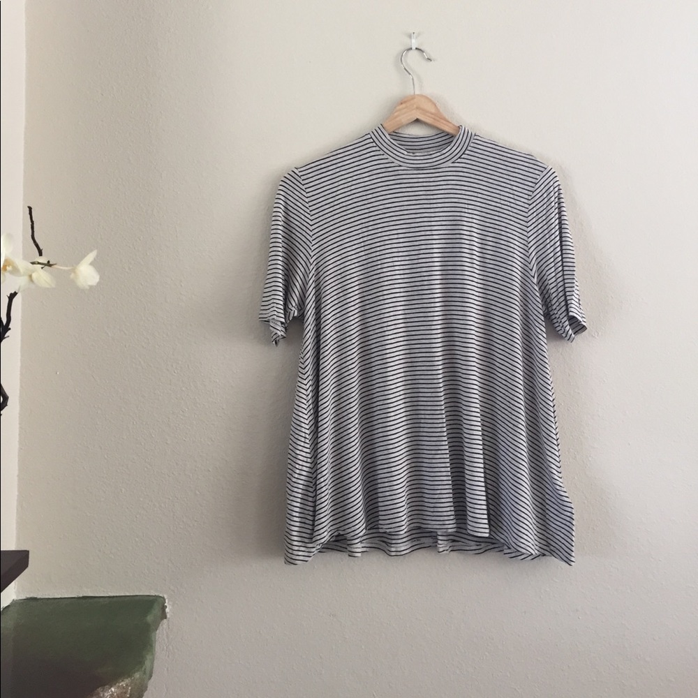 Striped mock neck shirt