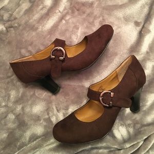 Brown Suede Mary Jane Heels