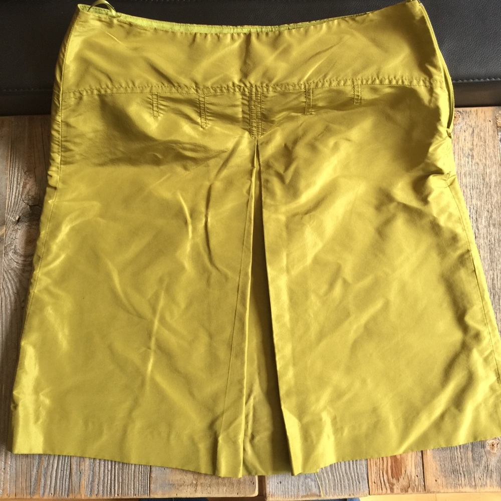 Silk gold chartreuse pleated skirt by j crew 6