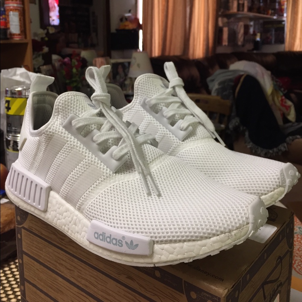 Triple White NMDs size 12