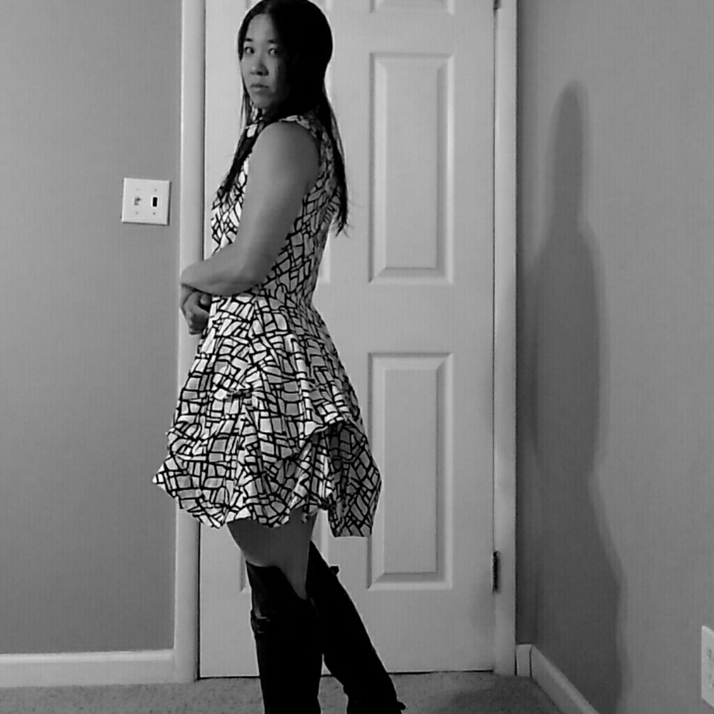 BCX Super fun and funky black and white dress