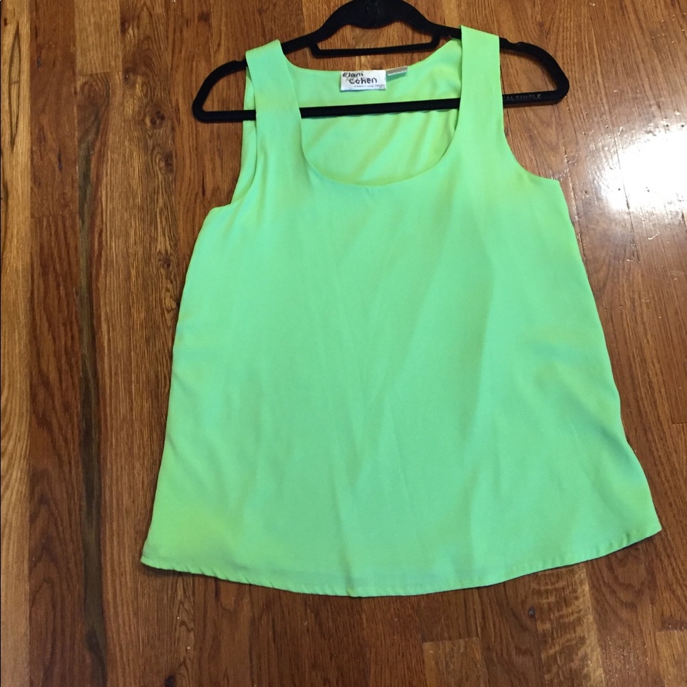 Green satin tank with cutout sides
