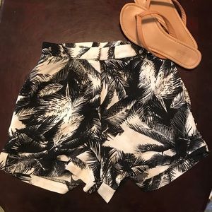 High waist tropical shorts