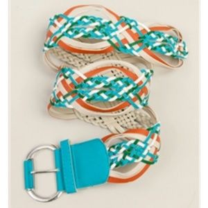 Blue Multi Braided Waist Belt