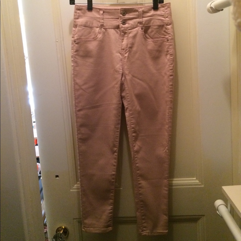 Pink High-Waisted Skinny Jeans