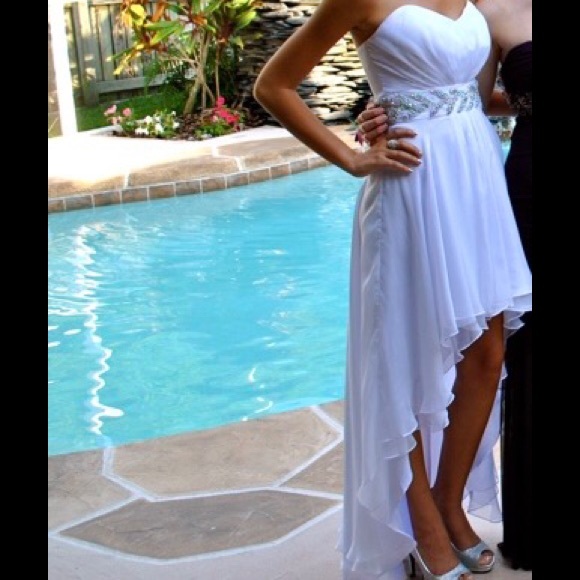 !! SOLD !! La Femme White High Low Dress - Picture 3 of 7