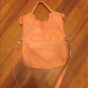 Peach fold over Mid city tote