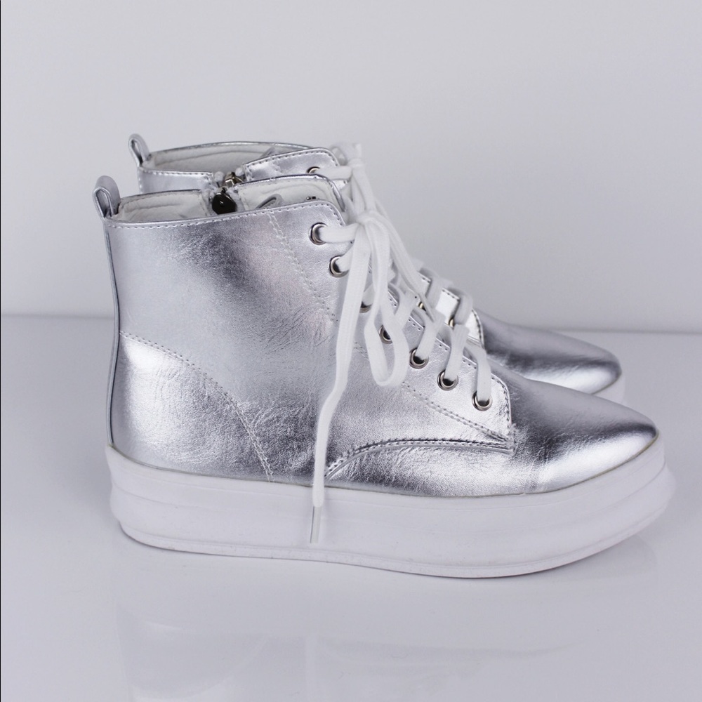 Silver high top sneakers