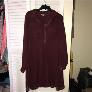 Charlotte Russe maroon sheer knee length dress