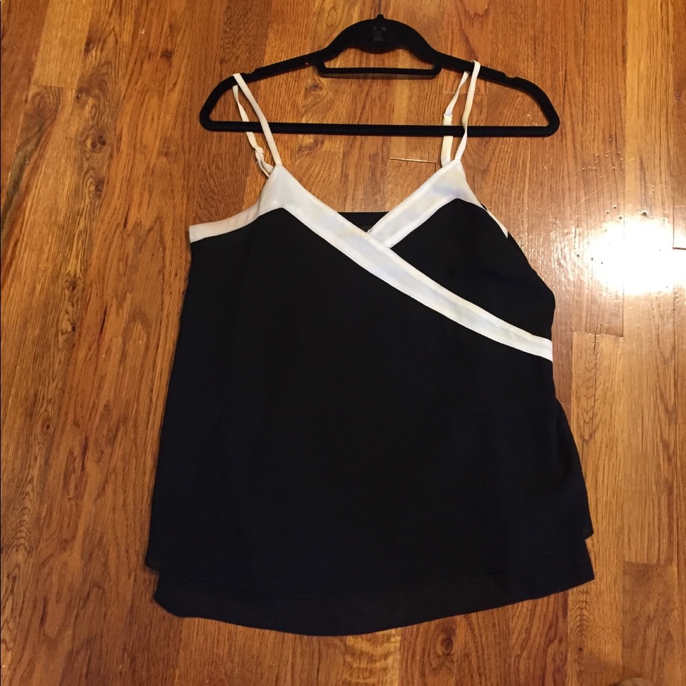 Black and cream satin tank top