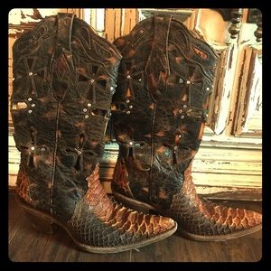 Corral Python Cowgirl Boots Size: 6.5