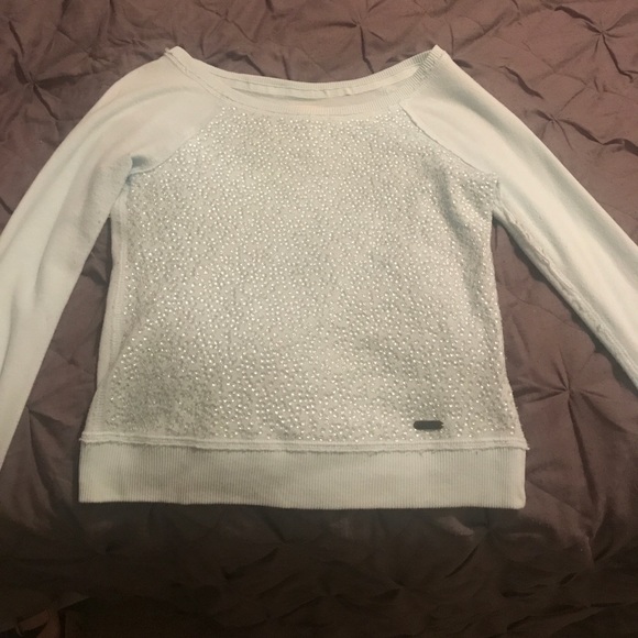 Abercrombie & Fitch light aqua sequined sweater - Picture 1 of 3