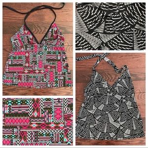 Two Size Small Tankini Swimsuit Tops Tribal Black