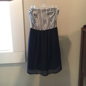 Strapless dress (navy and white)