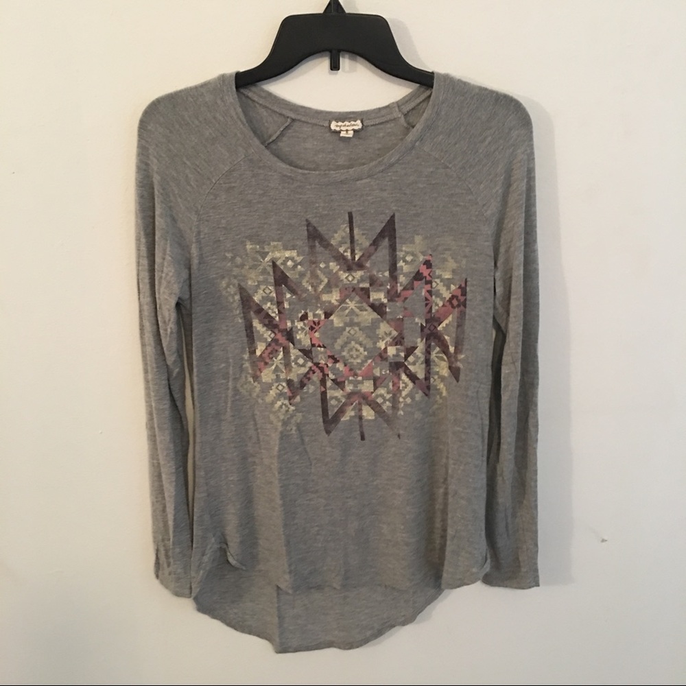 Gray Longsleeve Shirt w/ design print