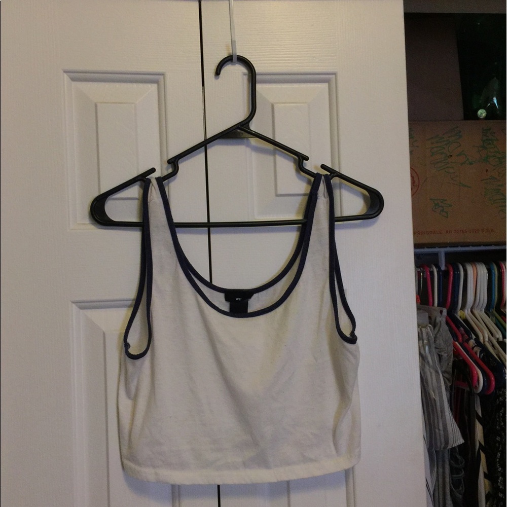 Navy blue and white crop top
