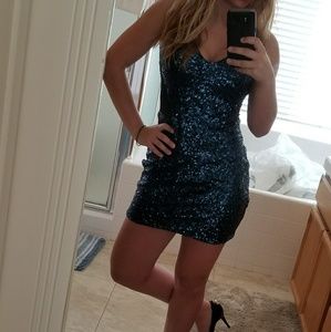 Bebe Blue Sequin Sparkle Dress