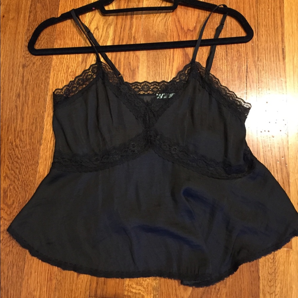 Lace and satin black tank