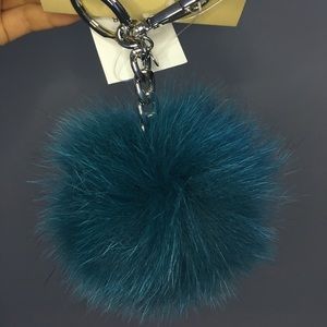 Michael Kors fur pom pom keychain purse bag charm