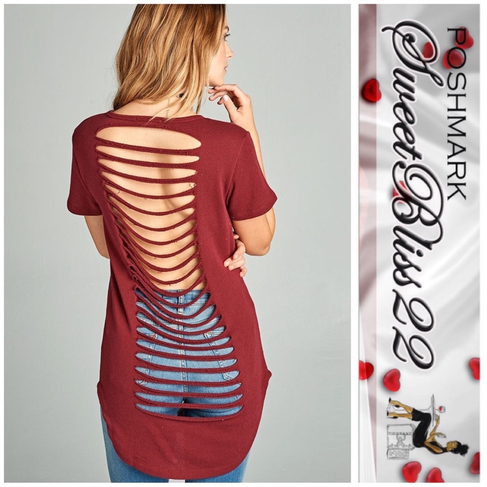 💄Wine Distressed Top💄 - Picture 3 of 4