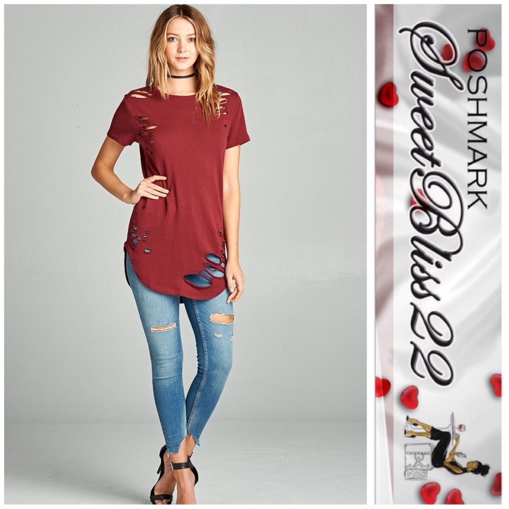 💄Wine Distressed Top💄 - Picture 4 of 4