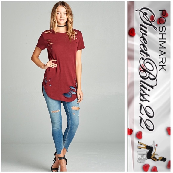 💄Wine Distressed Top💄 - Picture 4 of 4