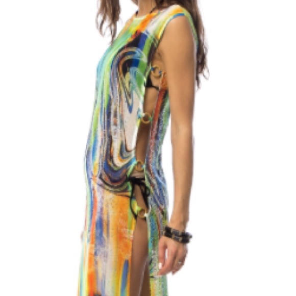 Swirl Print Embellished Maxi Cover-Up - Picture 4 of 5
