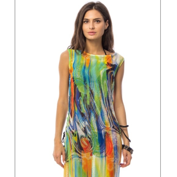 Swirl Print Embellished Maxi Cover-Up - Picture 5 of 5