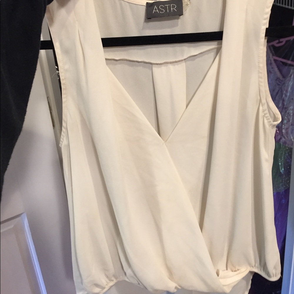 ASTR white v neck satin shirt