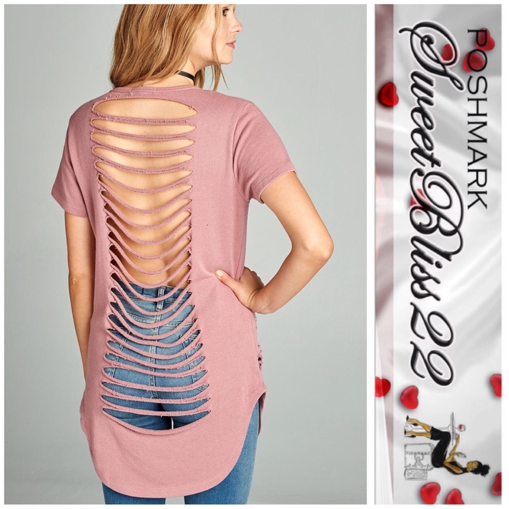 🌸Dusty Rose Distressed Top🌸 - Picture 3 of 3