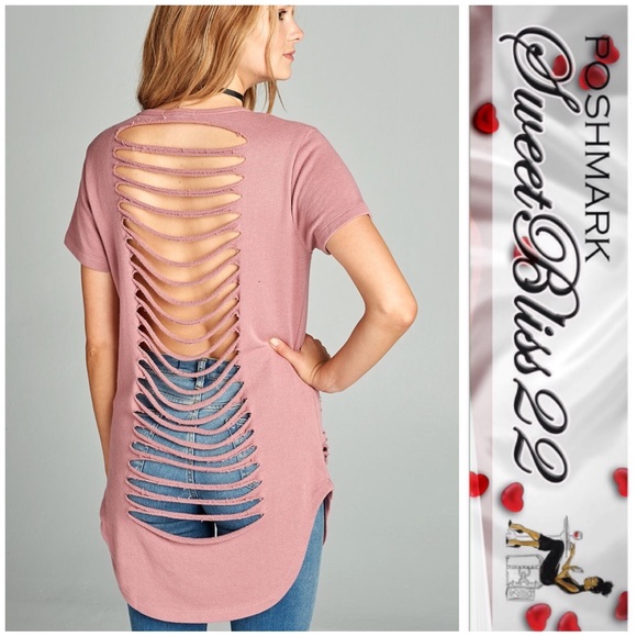 🌸Dusty Rose Distressed Top🌸 - Picture 3 of 3