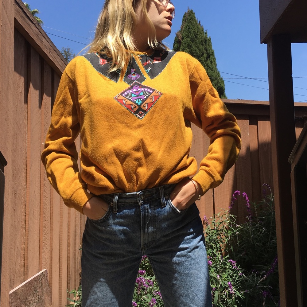 Vintage mustard towncraft sweater size large