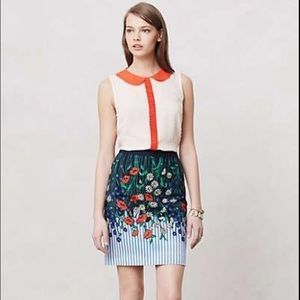 Anthropologie Stripe Floral Pencil Skirt