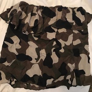camo ruffled sleeveless top