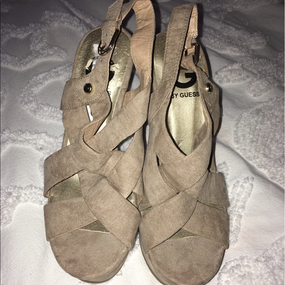 Taupe suede wedges - never worn