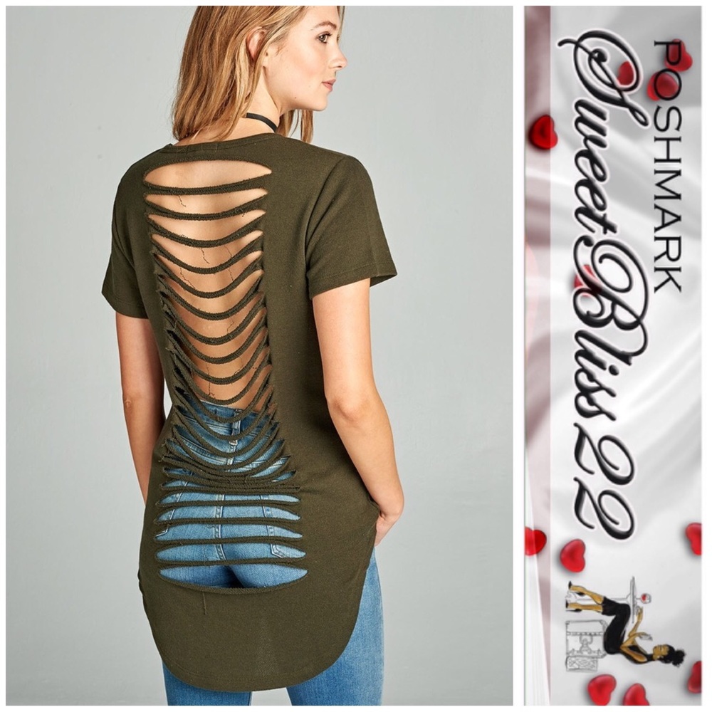 ✨Olive Distressed Top✨ - Picture 3 of 3
