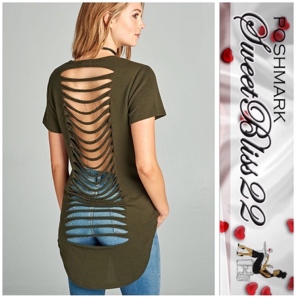 ✨Olive Distressed Top✨ - Picture 3 of 3