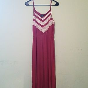 Pink crochet chevron maxi dress