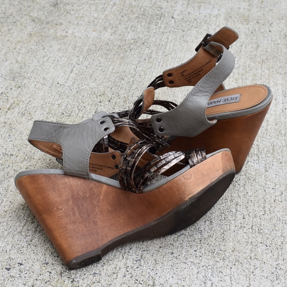 🌸Strappy Wood Wedge Sandals - Picture 2 of 4