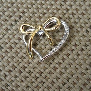 Sterling silver two tone plated heart pendant