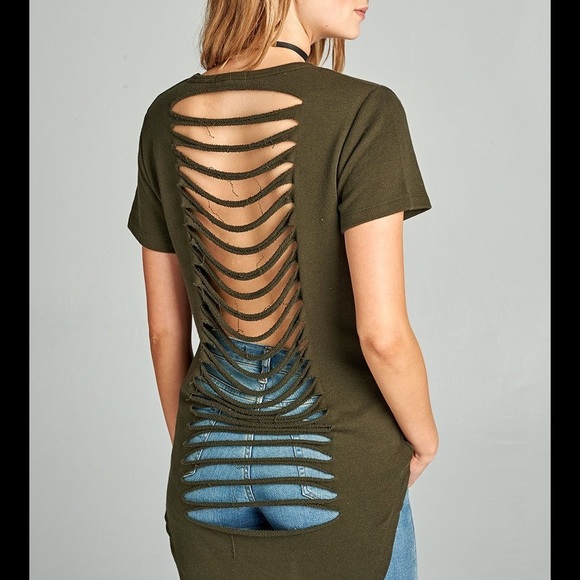 💋Grey Distressed Top💋 - Picture 2 of 2