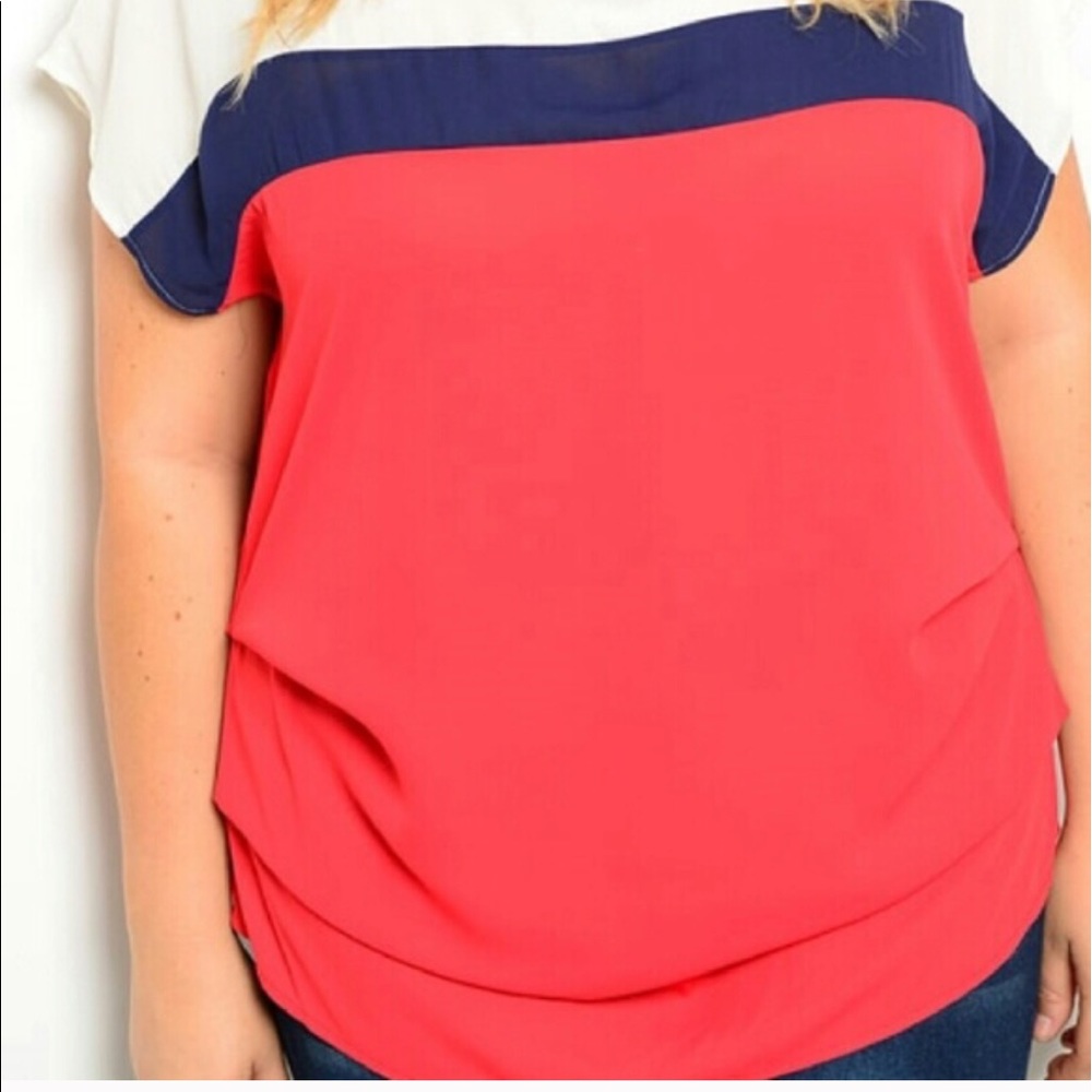 Plus size 3xl red white and blue blouse