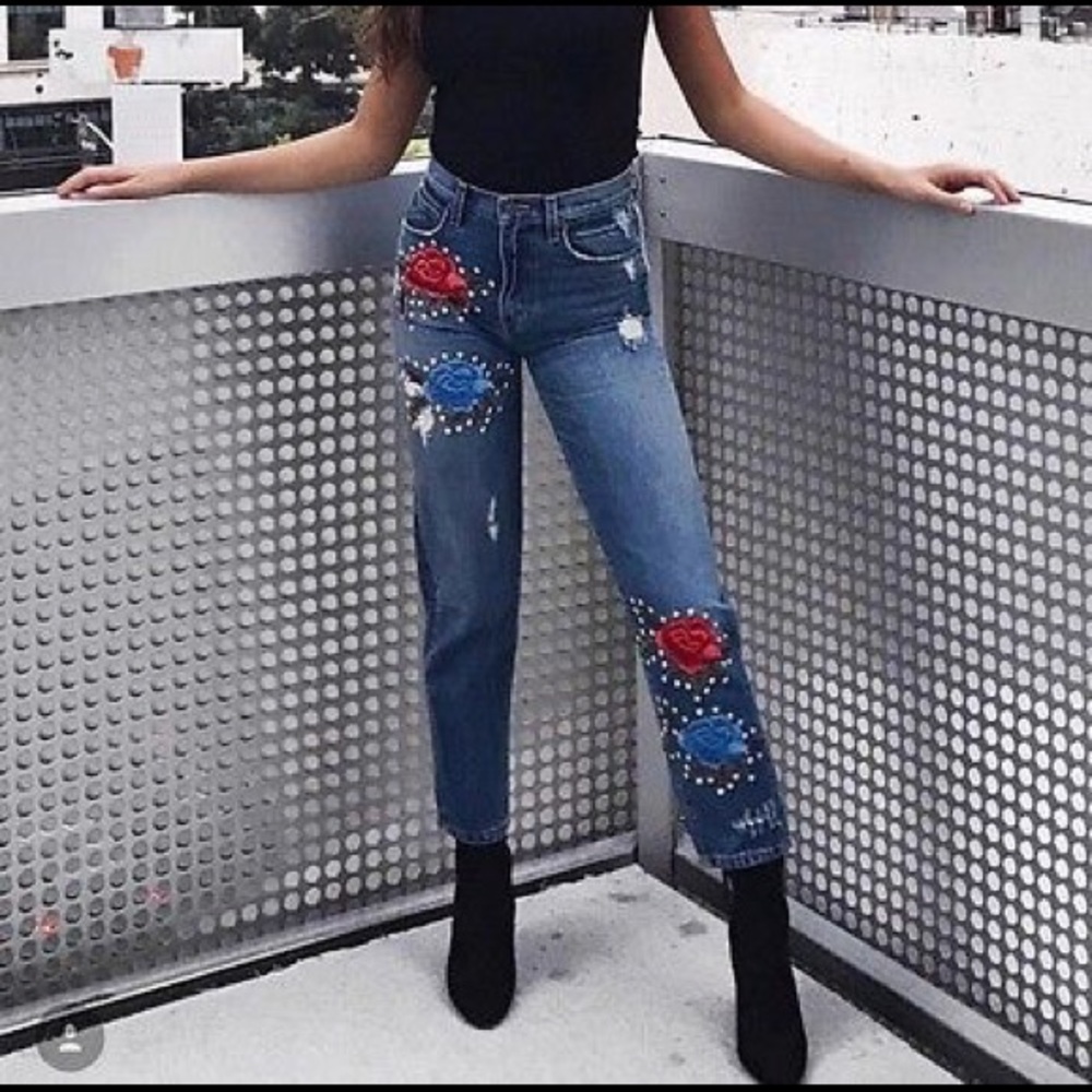 LF CARMAR AMELIA EMBROIDERED BOYFRIEND DENIM sz 26