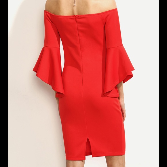 ⚡️SALE❣️VDAY🆕🏆Bardot pencil dress w/ slit💃 - Picture 8 of 8