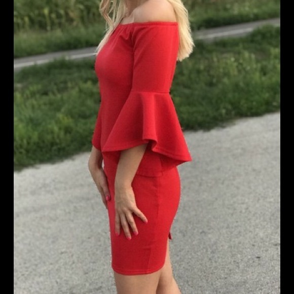 ⚡️SALE❣️VDAY🆕🏆Bardot pencil dress w/ slit💃 - Picture 6 of 8