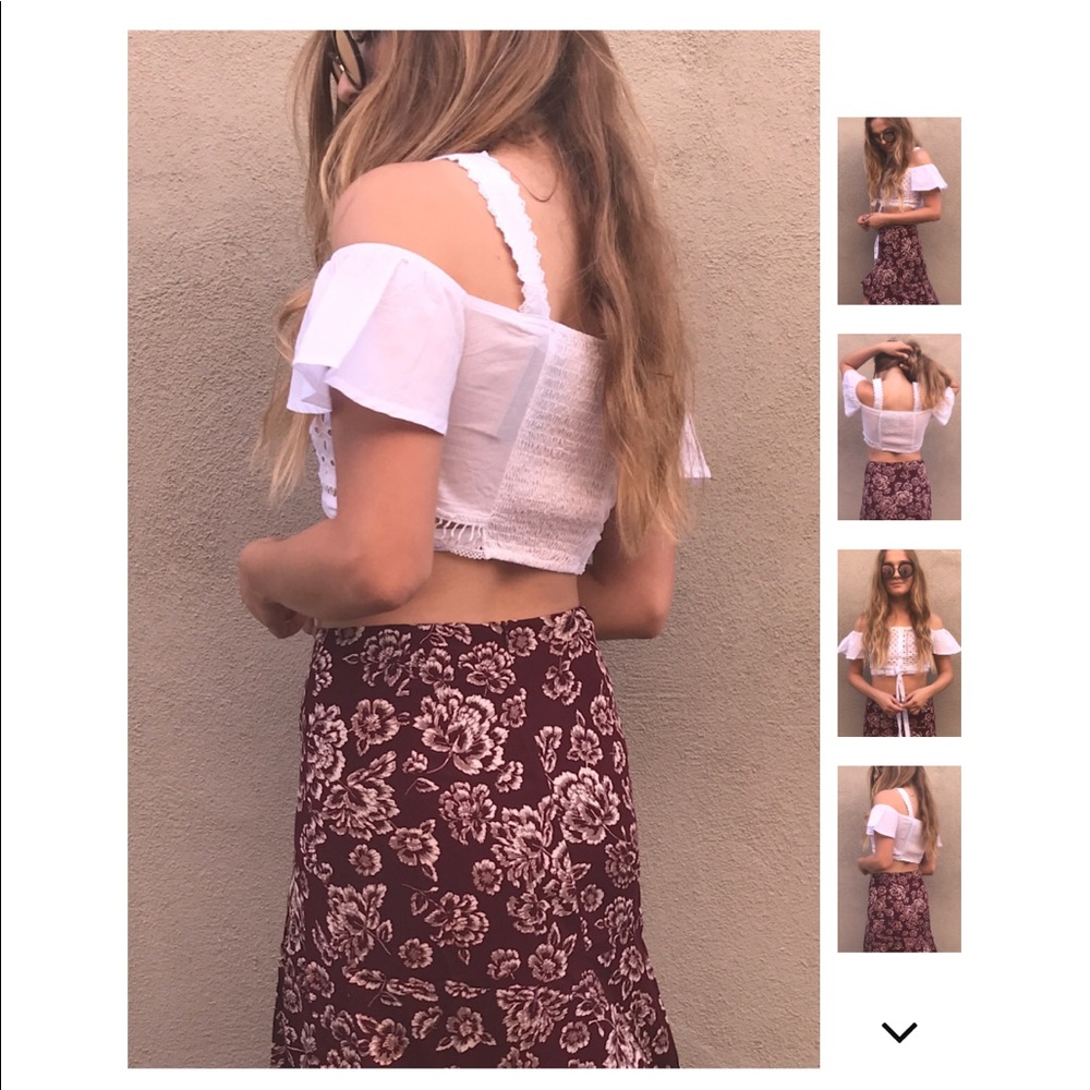 Coachella Eyelet Sleeve Drop Crop Top - Picture 4 of 6