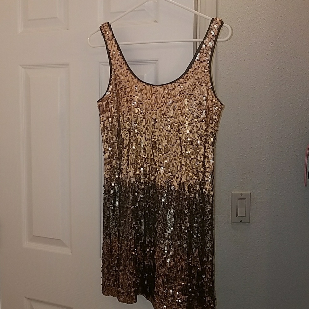 Express Gold Sequin Dress