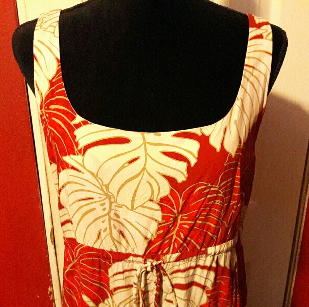 Hawaiian Print Maxi Dress Made in Hawaii Kalheo XL