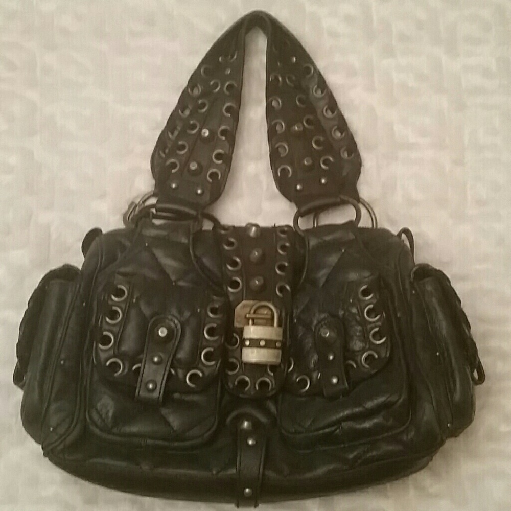 Original Betsey Johnson Bag Black Leather/Padlock