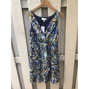Anthropology multi colored motif silk dress